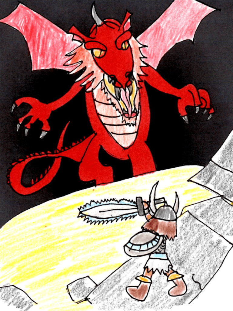 An drawing after the Dungeons & Dragons Red Box.