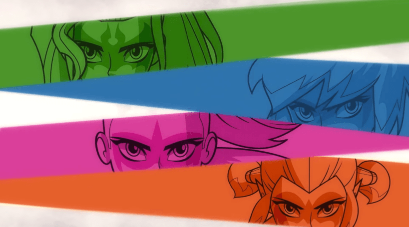 Art of the four main characters from "Mysticons".