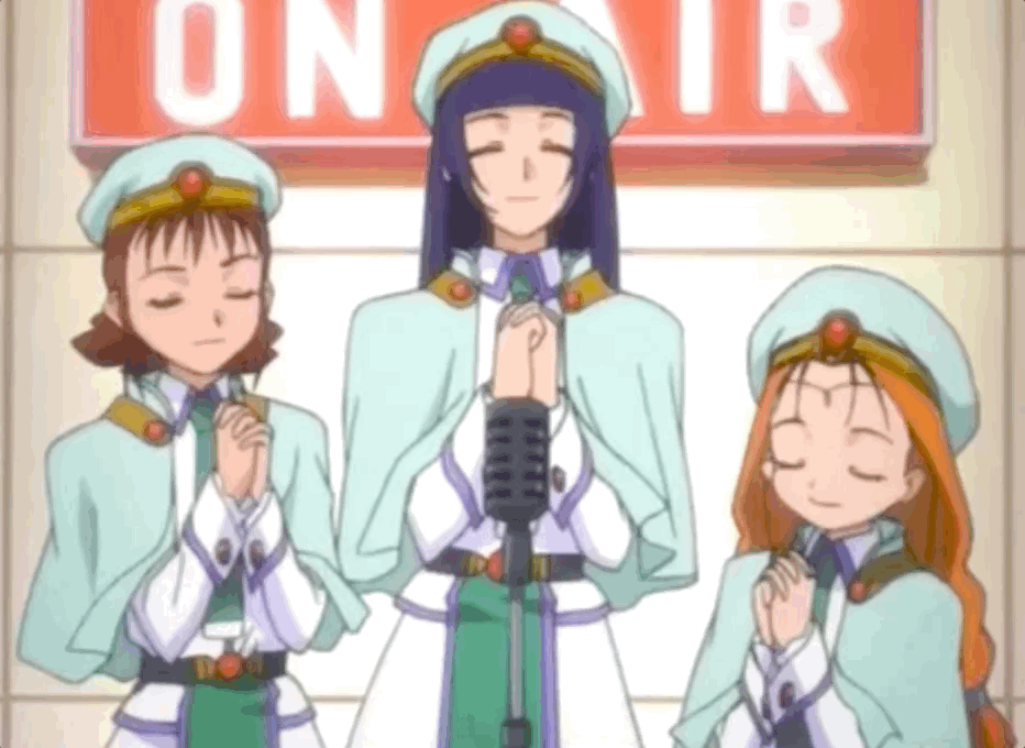 The three novice priestesses from Rune Soldier singing along with the theme song.