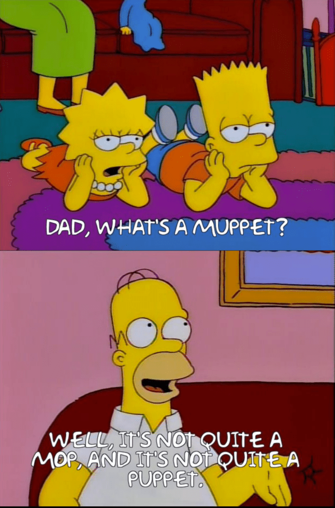 A scene from "The Simpsons" talking about Muppets.