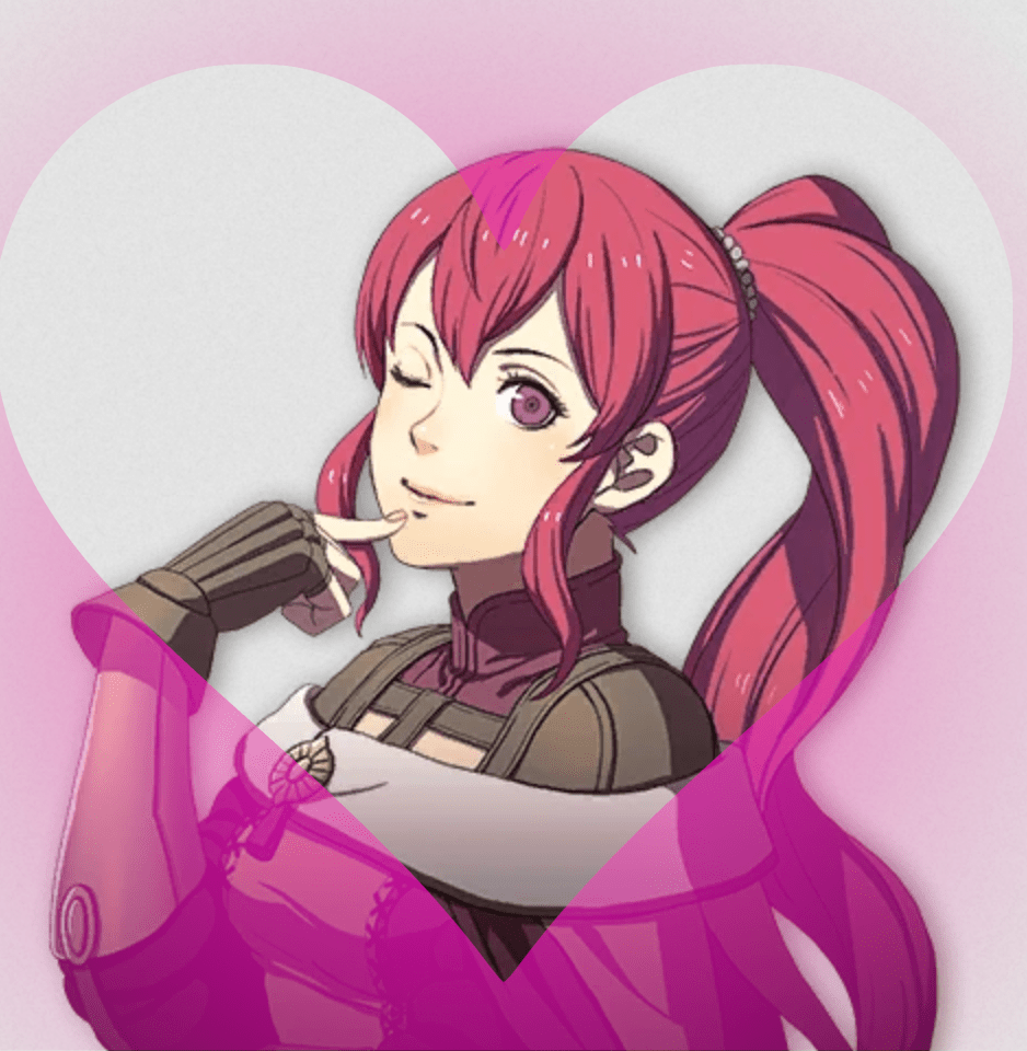 Anna from Fire Emblem Three Houses, inside a heart.