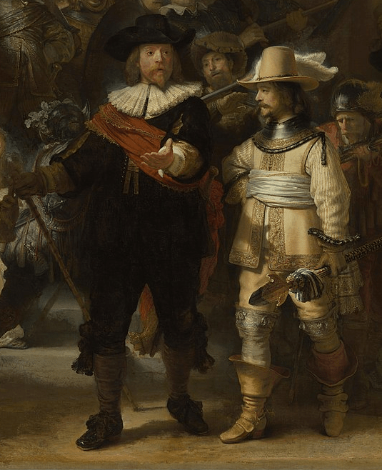 The central figures of Rembrandt's "The Night Watch."