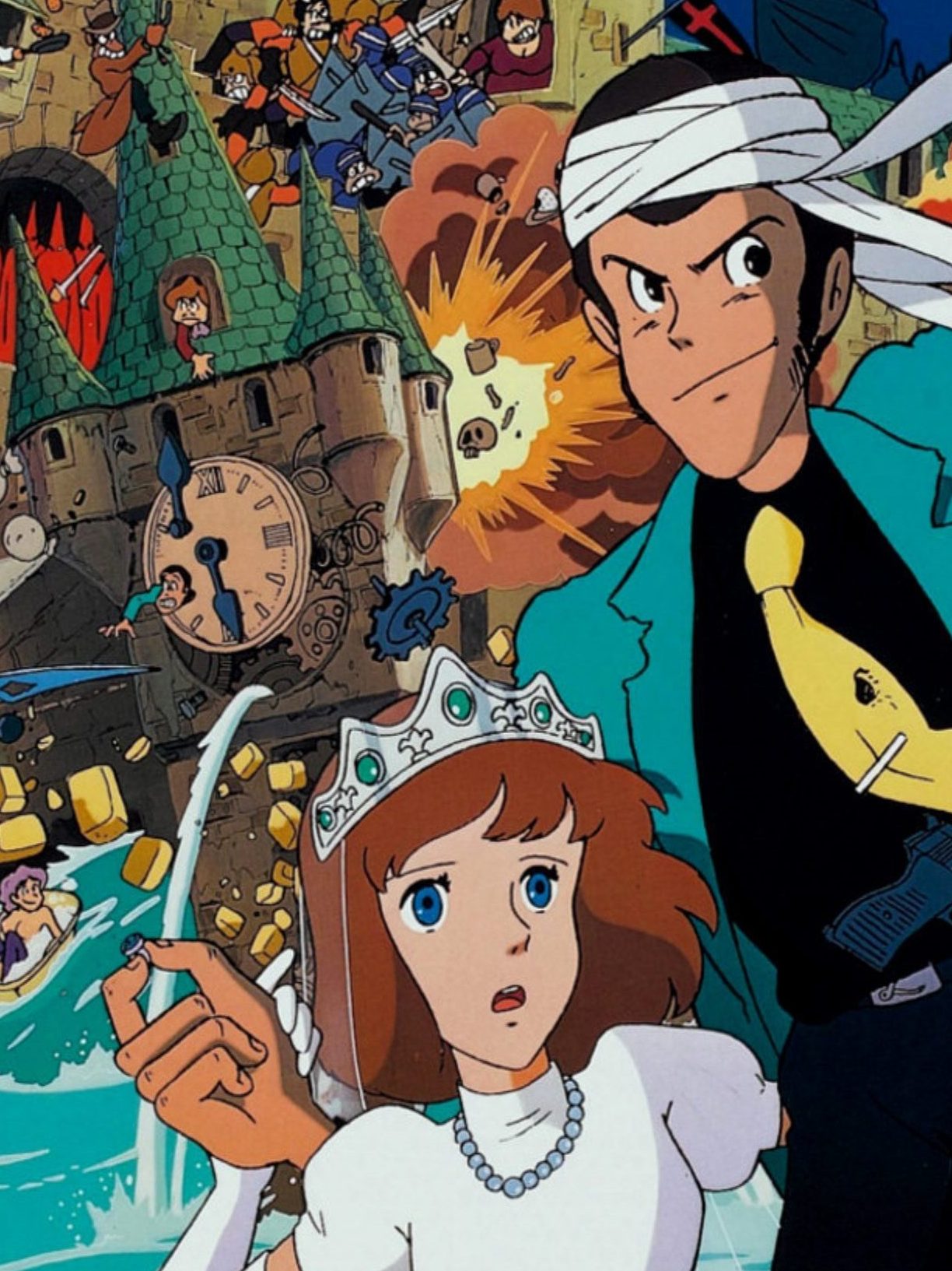 A section of the poster for "The Castle of Cagliostro", centred on Lupin III and Lady Clarisse.
