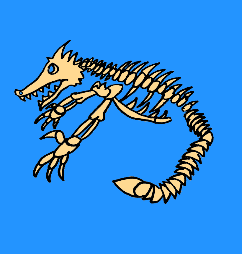 A sea dragon skeleton. Art by Joel Balkovec.