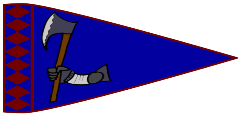 The emblem of Accieria: an armoured arm and hand holding an axe.