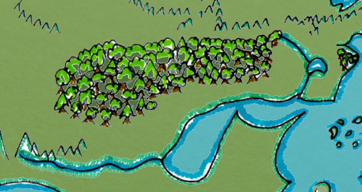 A map of the Midwod, the largest forest in Realmgard.