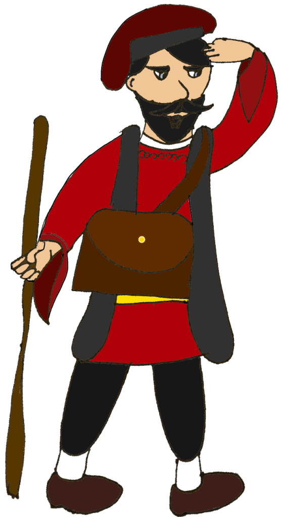 Realmgardian traveller Luca Pertico, resembling a real-world medieval Italian.