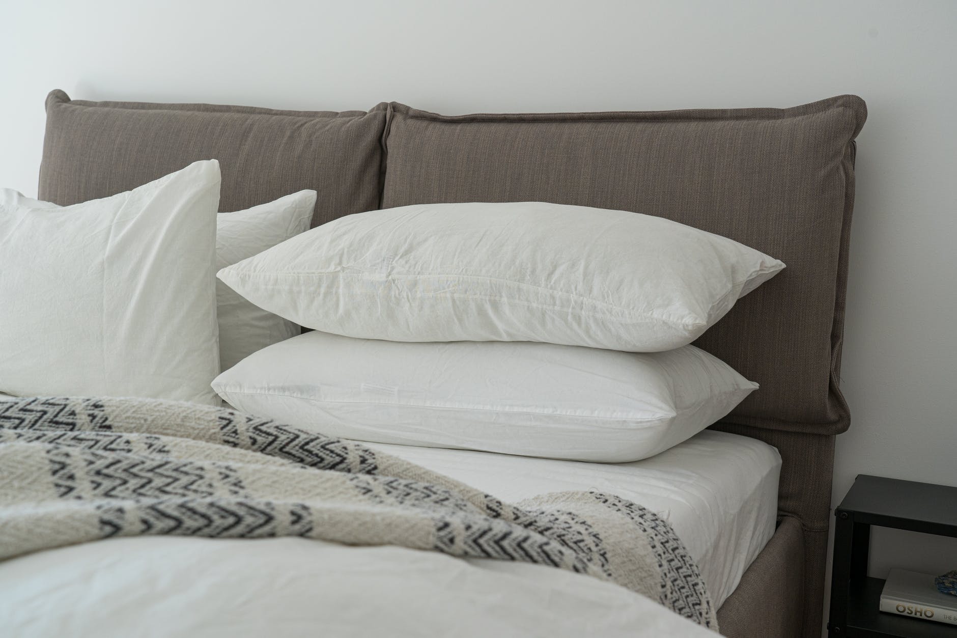 Pillows on a bed.