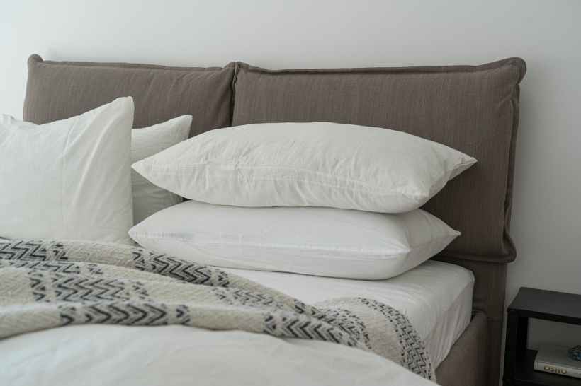 Pillows on a bed.