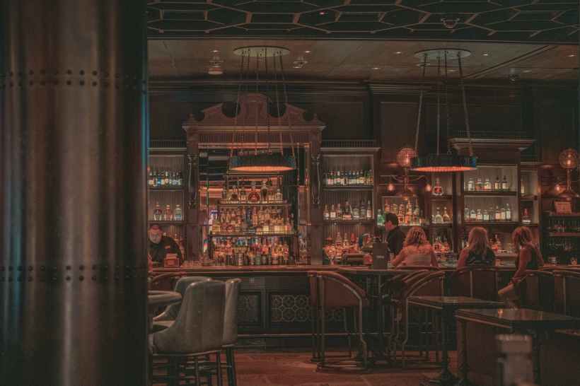 The interior of a bar.