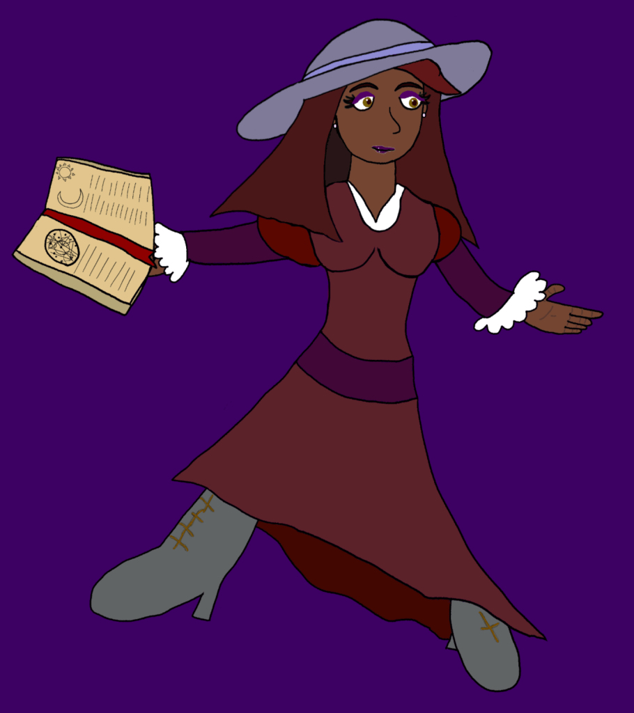 Realmgard character Scarlet Mendez, image with a different colour palette than previous images.