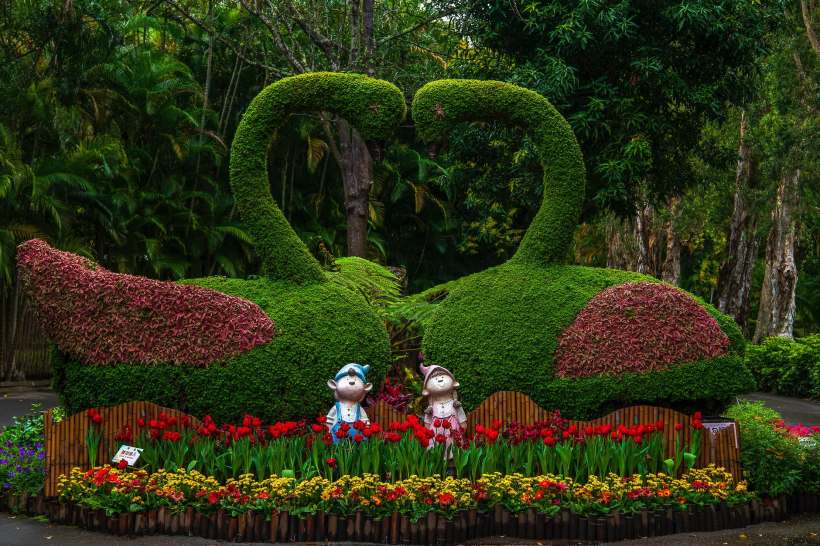Topiary and other decorative landscaping.