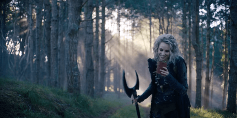 Sandy from "The New Legends of Monkey", talking to a potted plant.