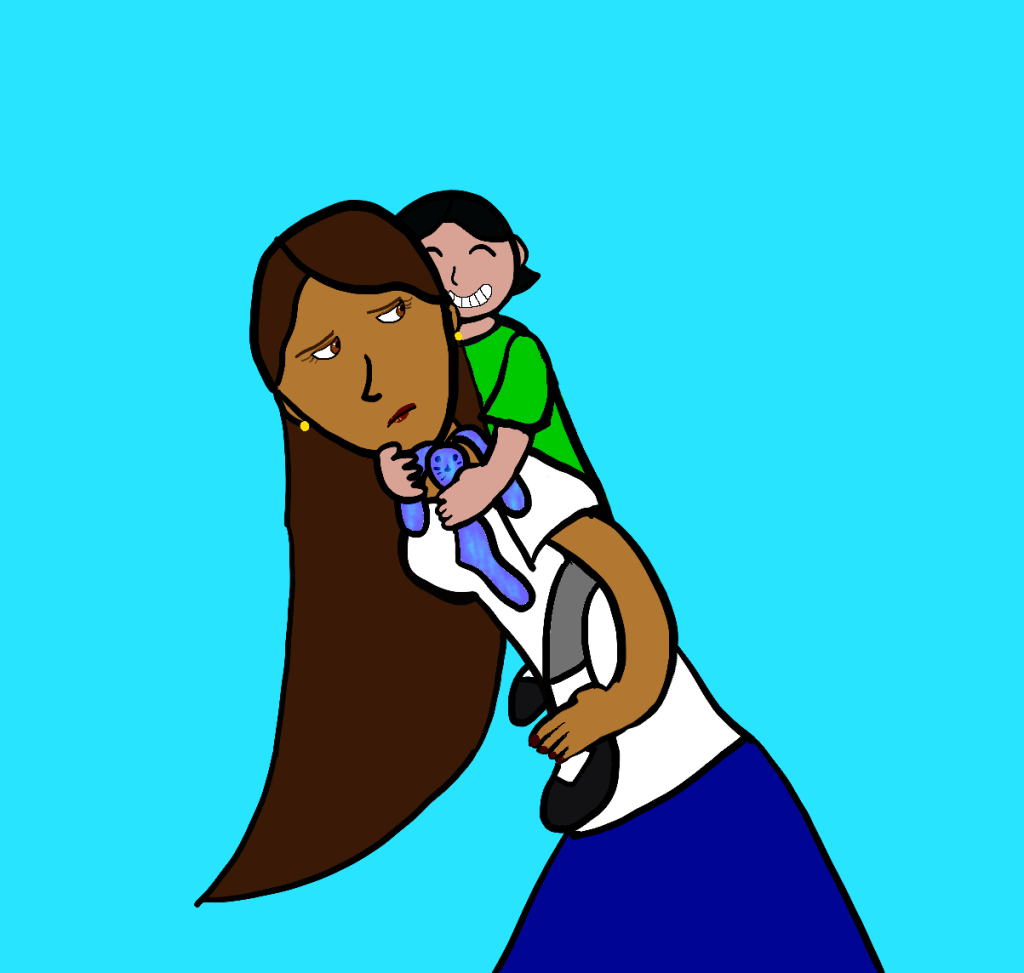 Matilda Lyte giving sally a piggyback ride.