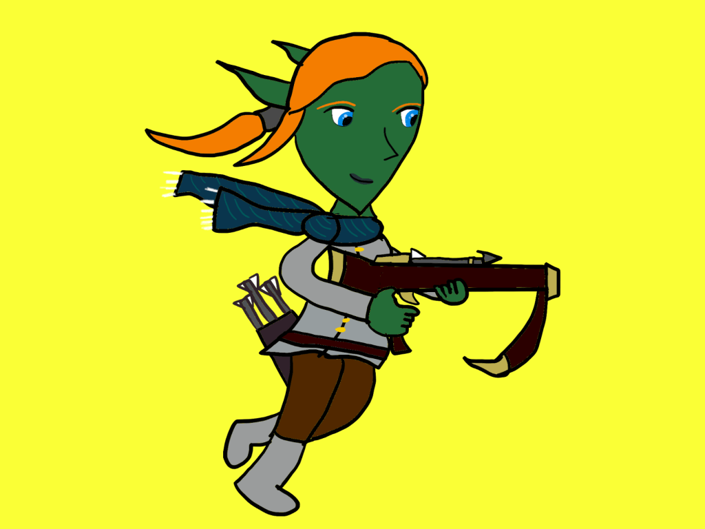 Pela Strahlend with her crossbow.