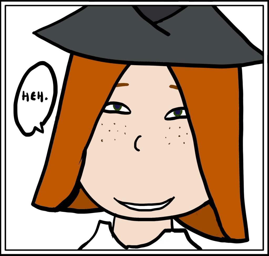 Dunstana smirking and saying "Heh."