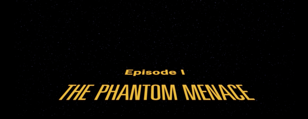The title of "The Phantom Menace" as depicted in the opening of the movie.