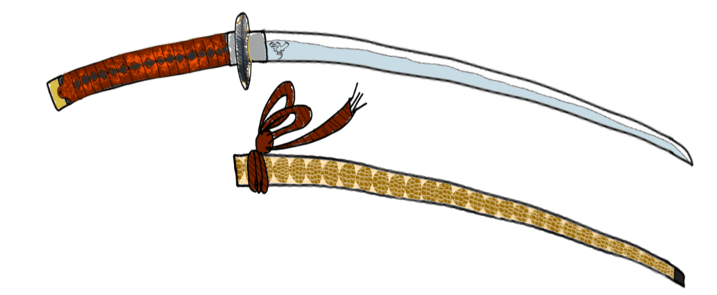 The Houou Mochizuki: a katana and its scabbard.