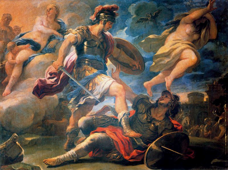 "Aeneas and Turnus" by Luca Giordano. 