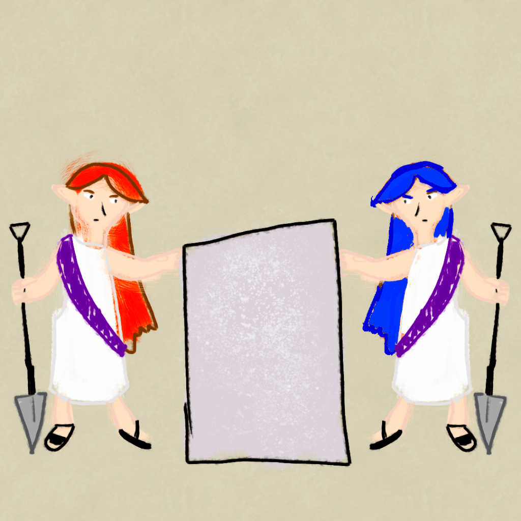 The Elves Sator and Messor, laying the cornerstone of one of their great works.