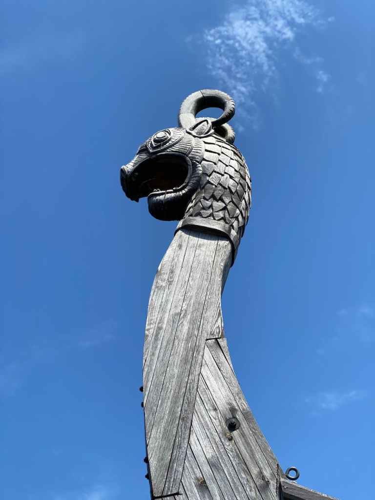 The dragon prow of a viking ship