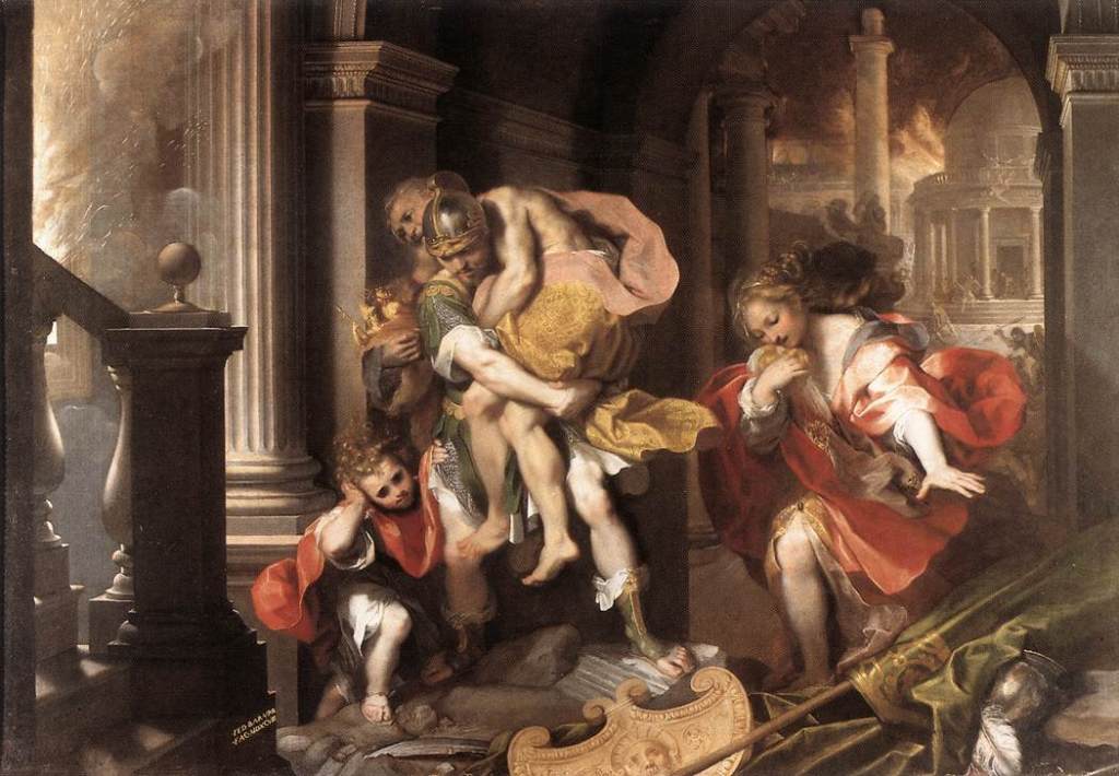 The painting "Aeneas' Flight from Troy" by Federico Barocci.