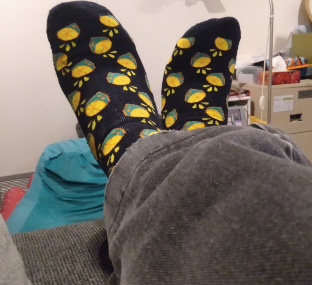 J.B. Norman's socks. They look like waterlemons.