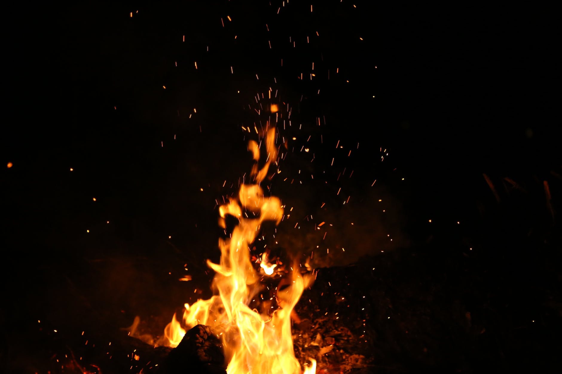 Flames on dark background.