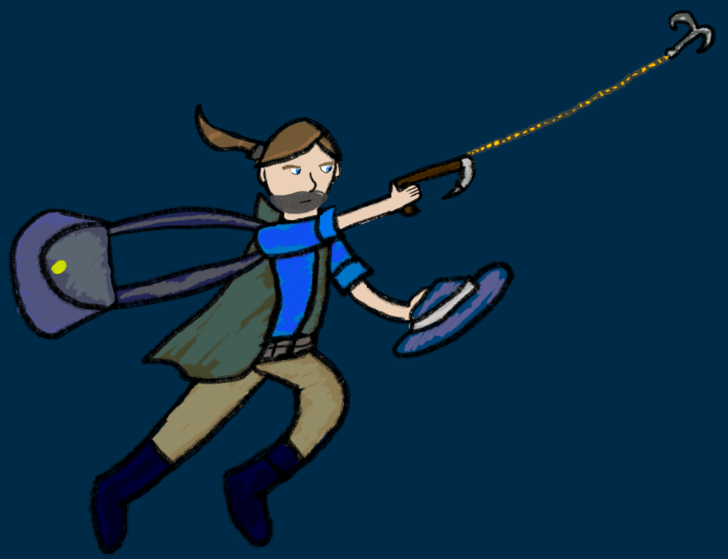Jonas Darkstone with his grappling hook.