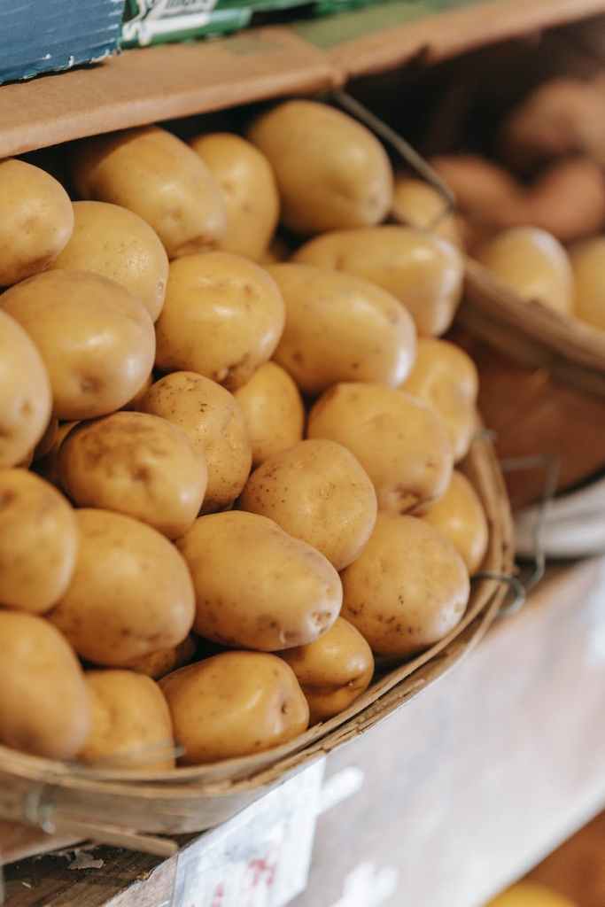 A basket of potatoes.
