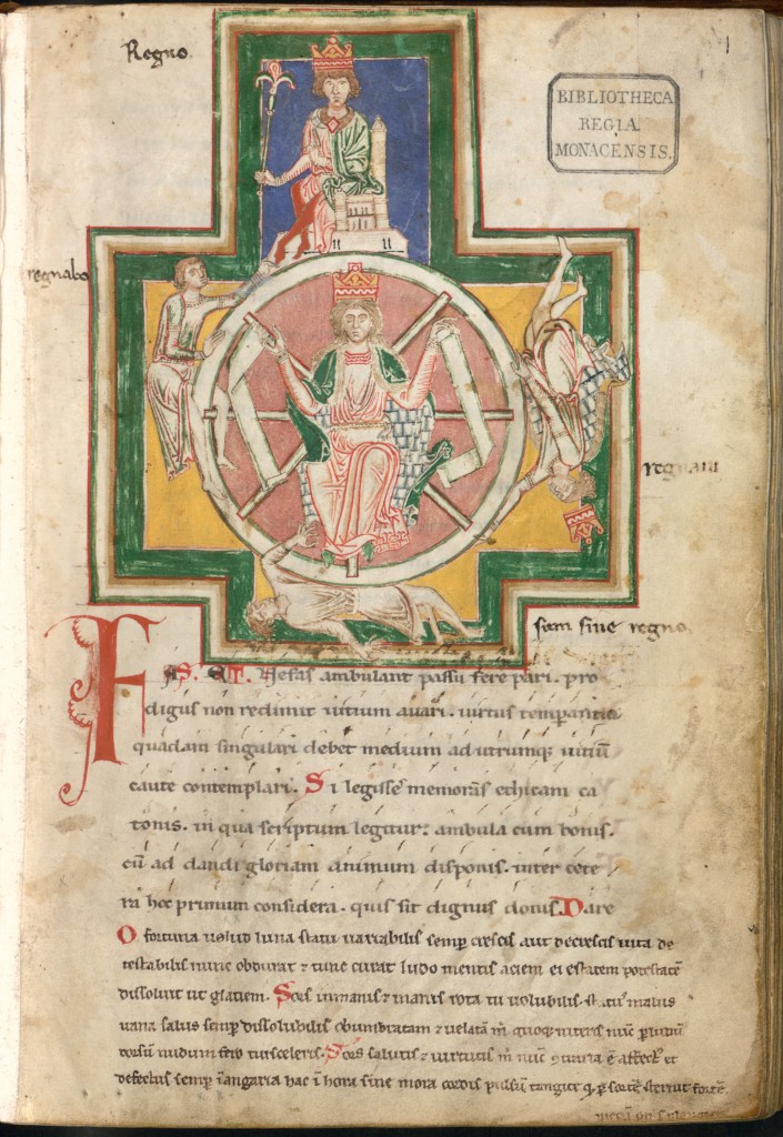 A manuscript page from the "Carmina Burana", via the colletion of the Bavarian State Library.