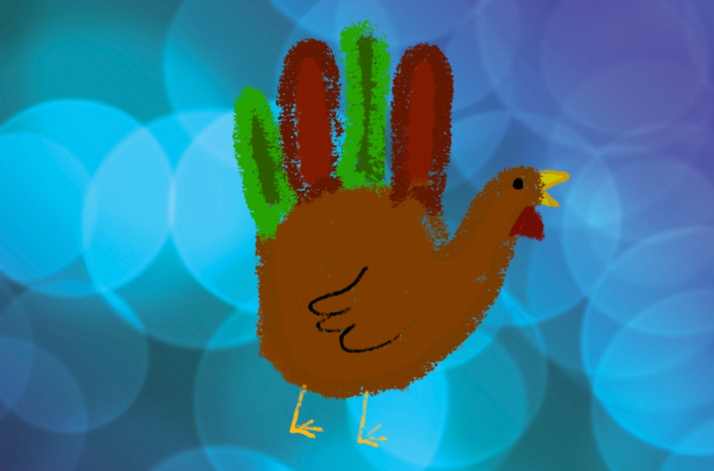 A hand turkey drawing.