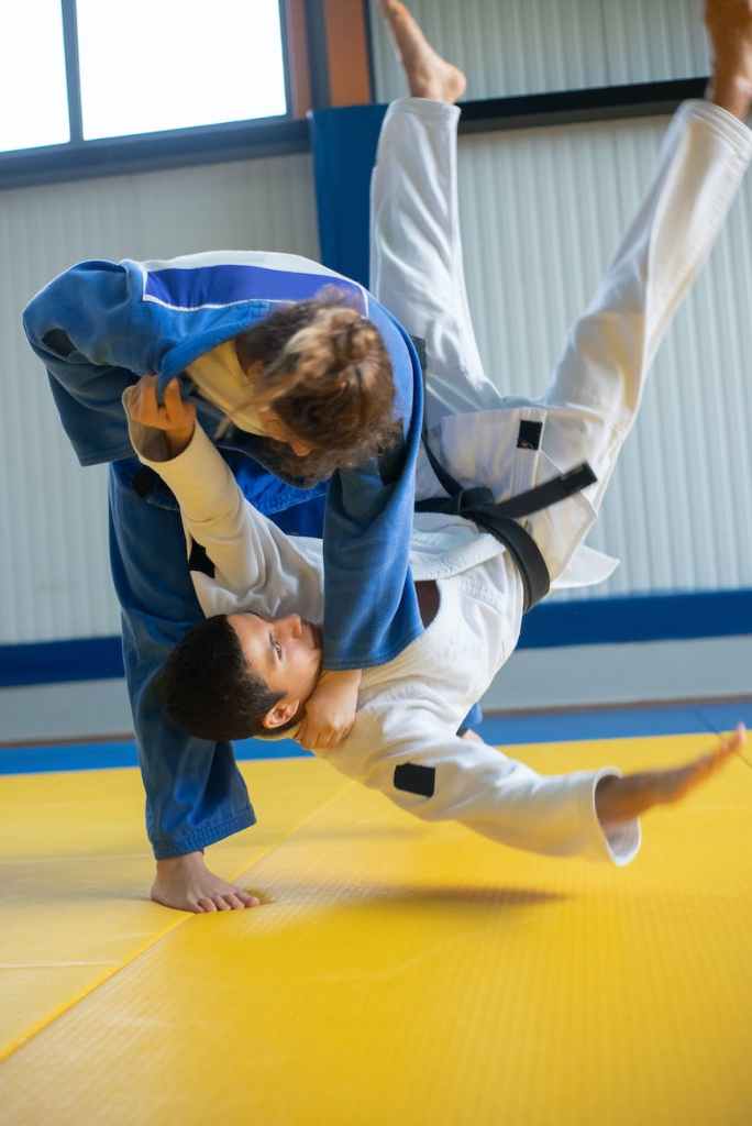 People doing judo.
