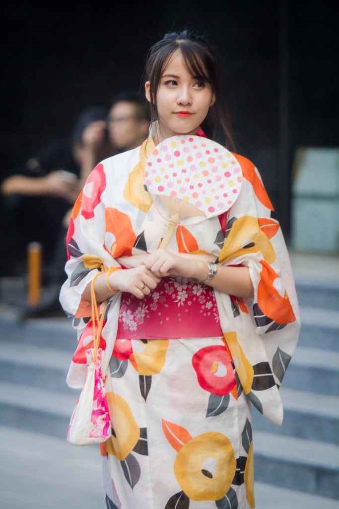 A woman in a kimono.