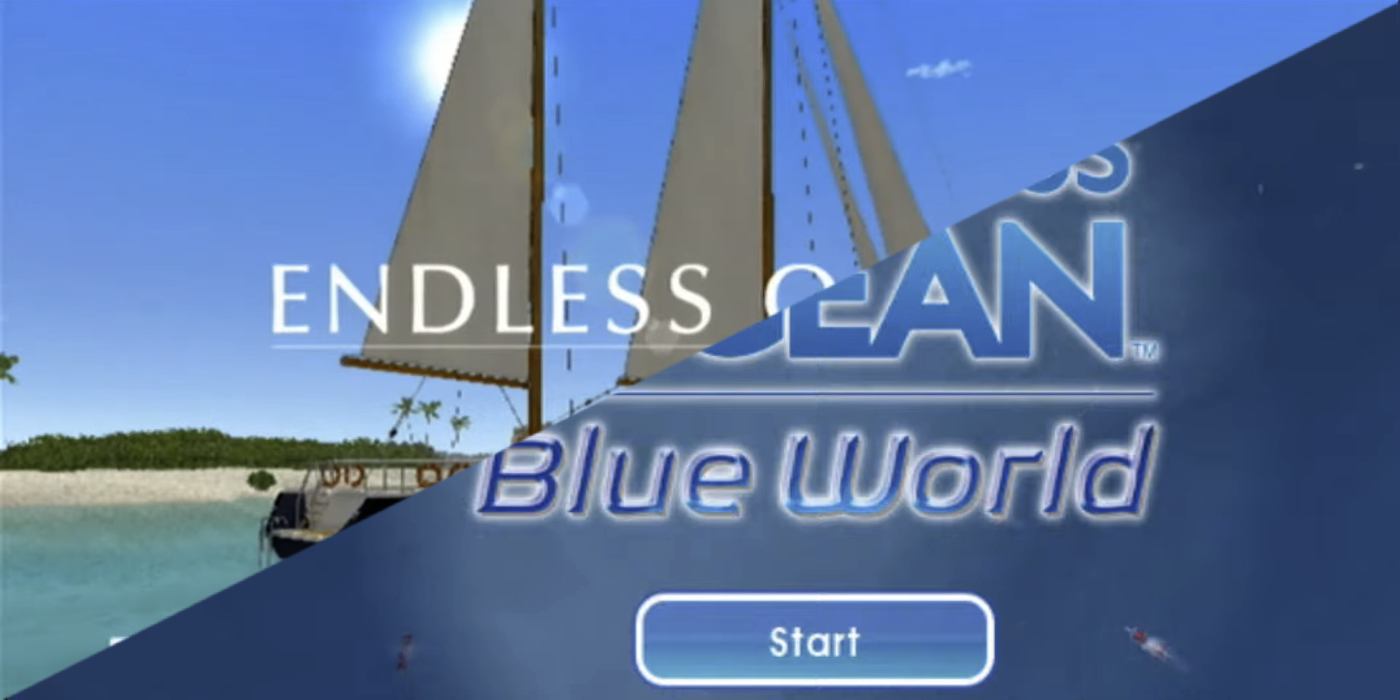 A composite of the title screens of the first. two Endless Ocean games