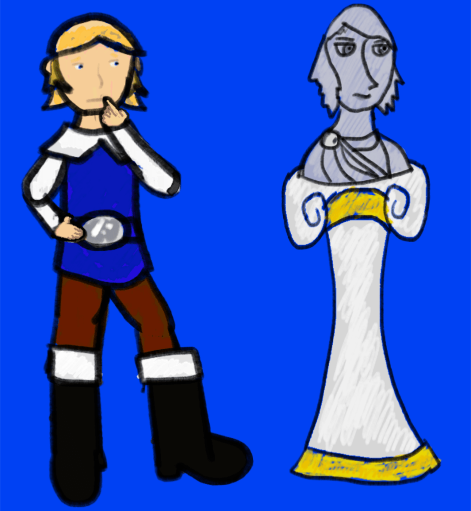 Tancred contemplating the bust of Cousin Eleutherius