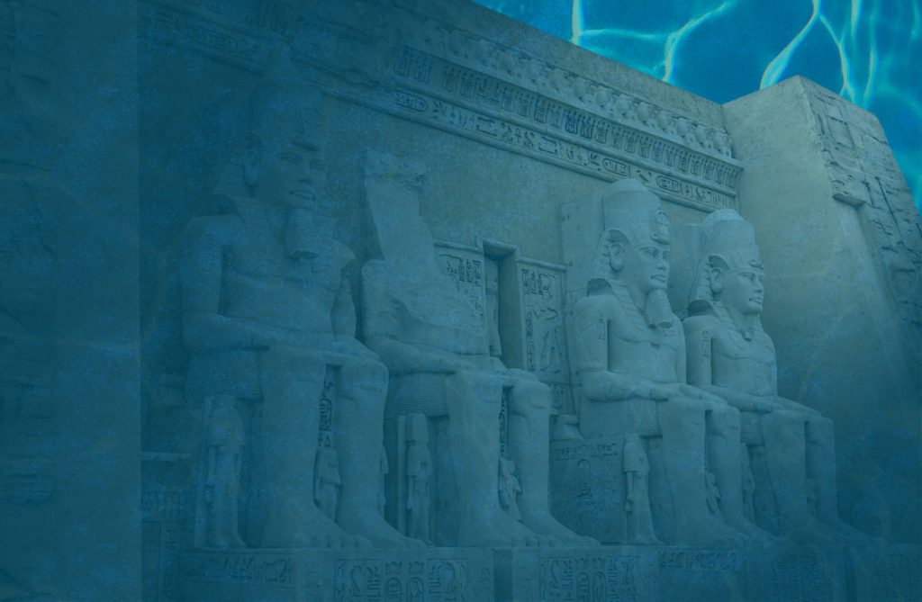 An Ancient Egyptian temple edited to look it like's underwater.