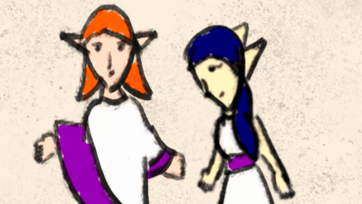 Art of a male and female Elf.