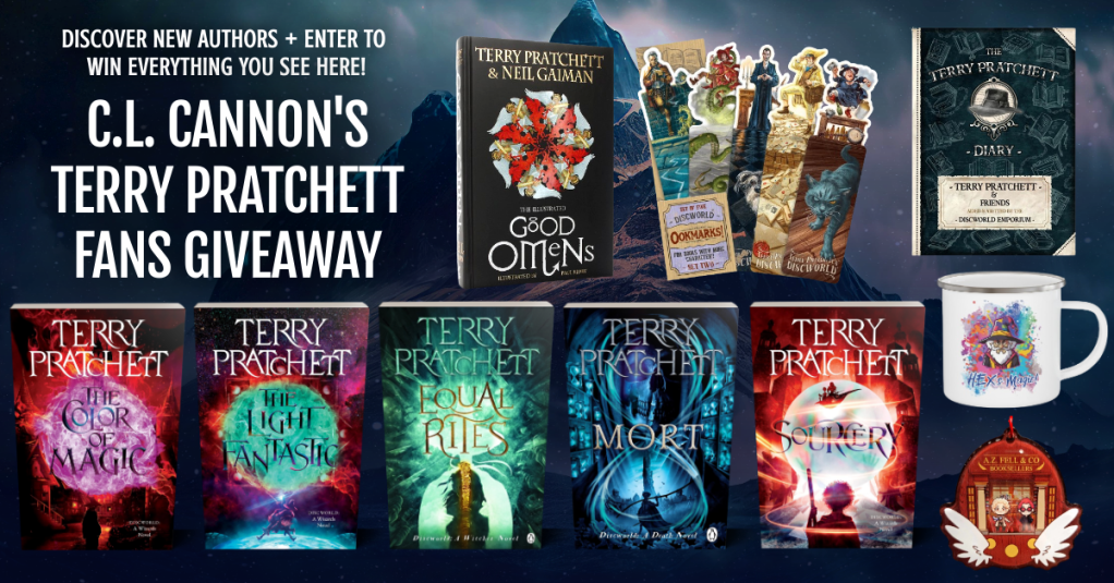 Promotional art for the Terry Pratchett Giveaway.