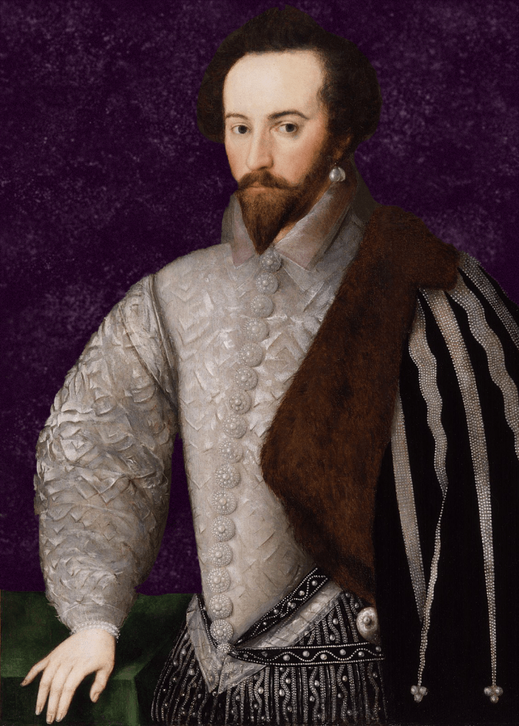 Art of King Alfstan, represented by a modified portrait of Sir Walter Raleigh.