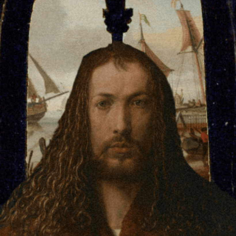 Art of King Sigurd of Hrimfax, based on Albrecht Dürer's Self-Portrait.