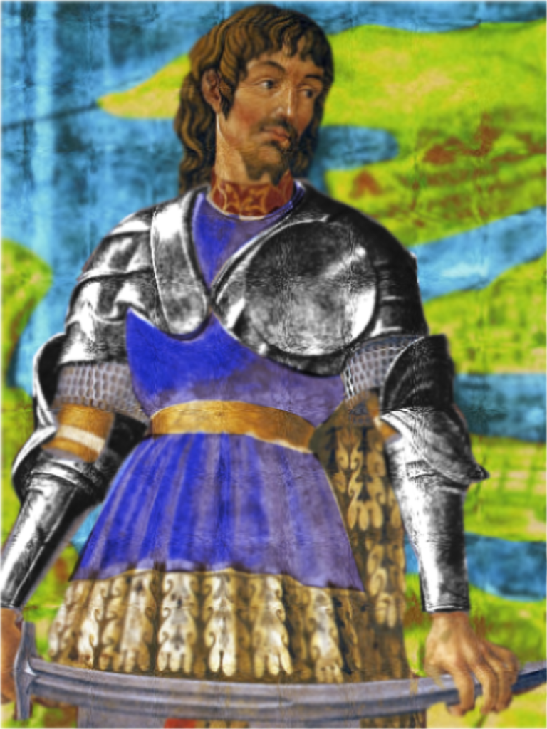 John Hawthorn, represented by a medieval fresco by Andrea del Castagno.