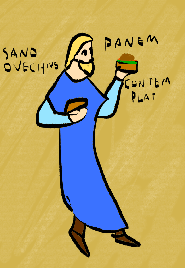 Sandovech considering the components of a sandwich.