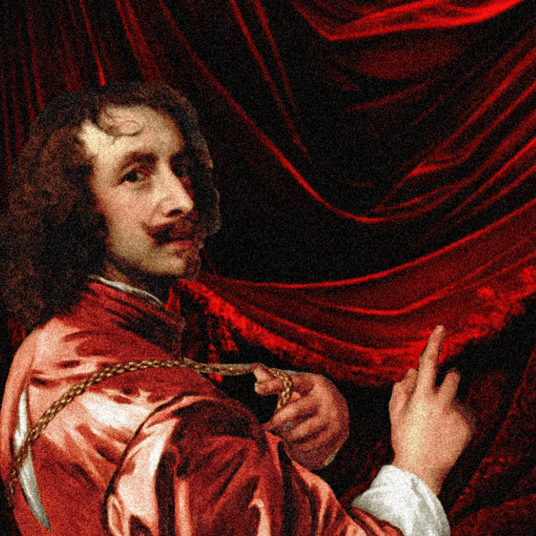 Art of Sandford Whitehead, represented by a modified self-portrait of Anthony van Dyck.