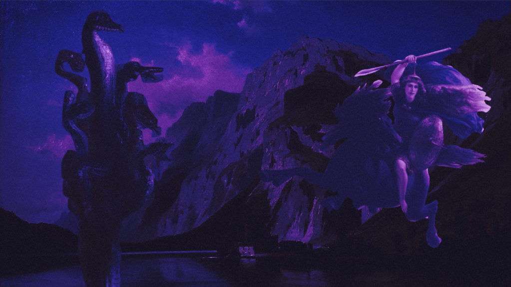 Art of Gladia, represented by images of a Valkyrie and the Hydra.