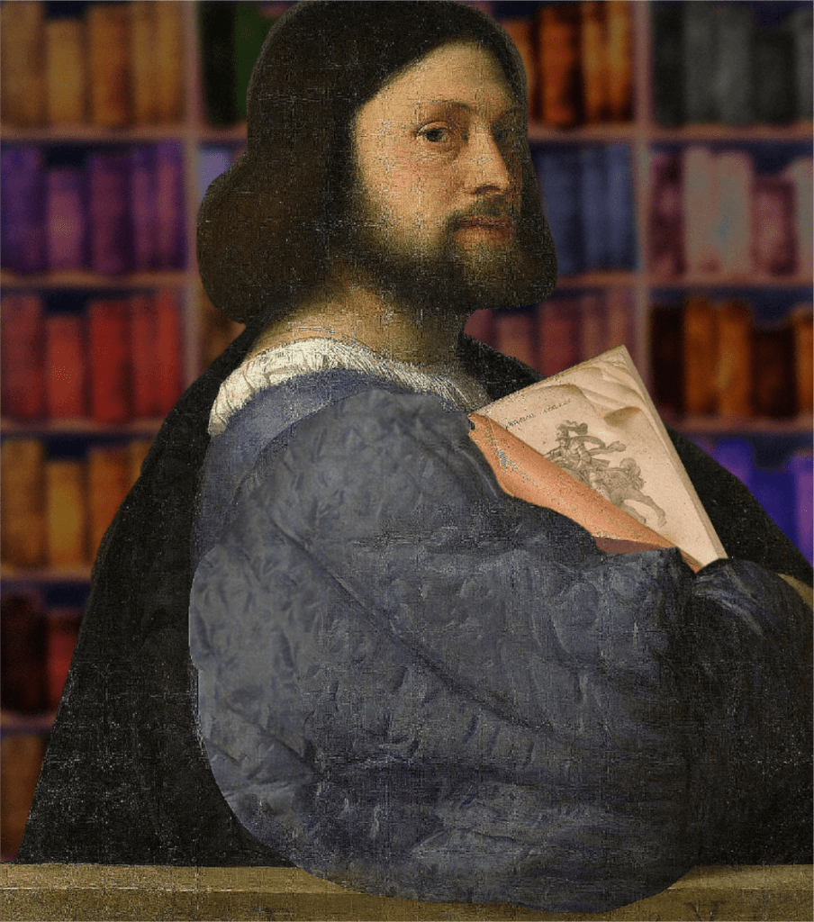 Art Orlando Aristotele of represented by Titian's "Man with a Quilted Sleeve."