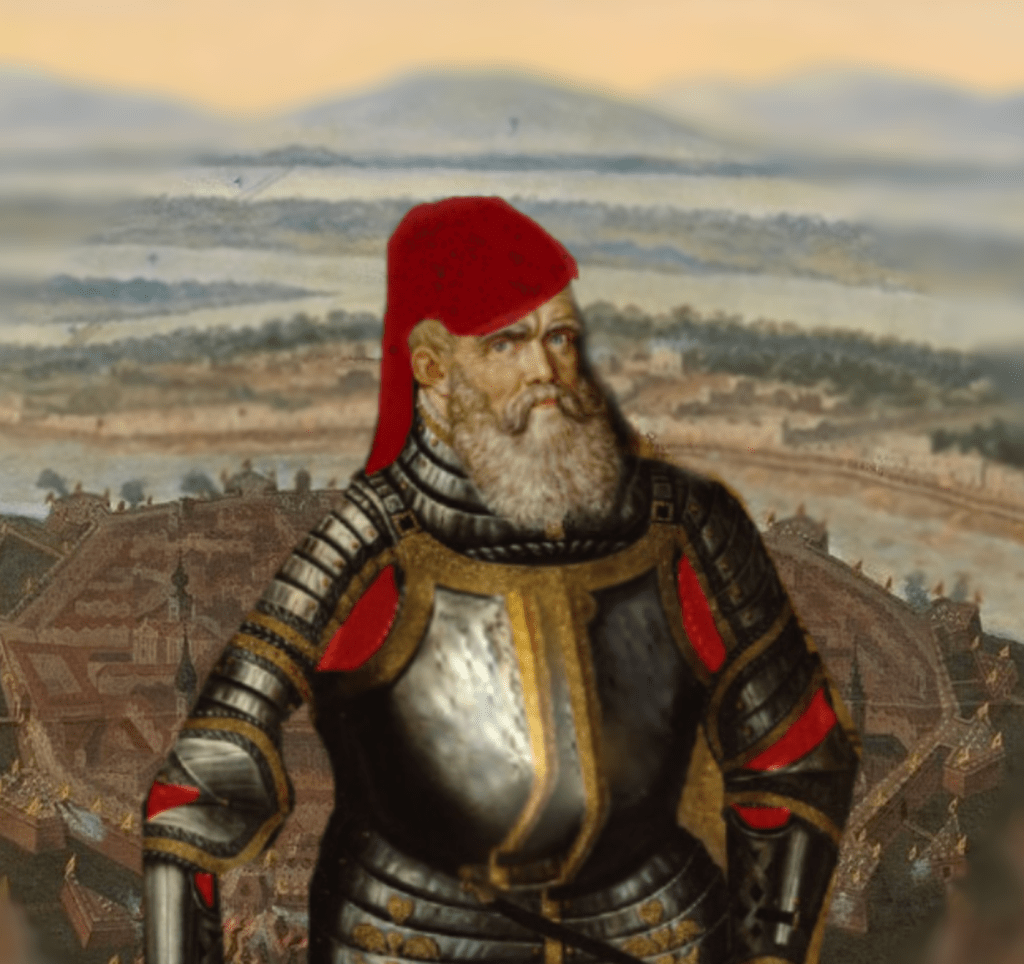 Art of Gregor von Plündern, adapted from a portrait of Konrad von Bemelberg.