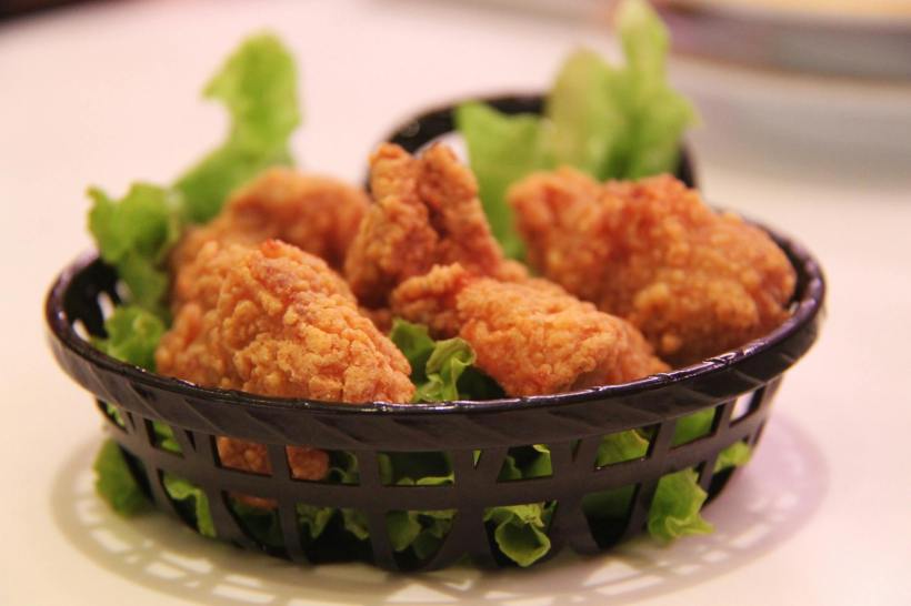 A basket of fried chicken.