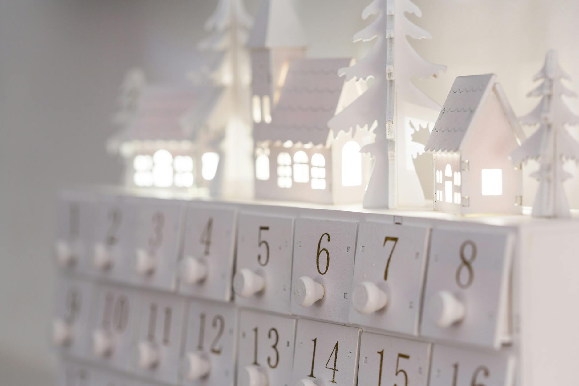 An Advent calendar with numbered doors.