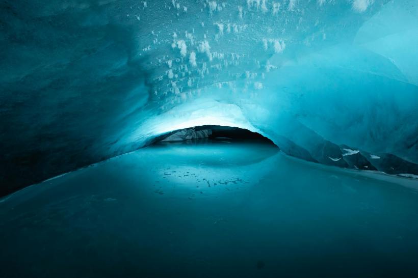 A tunnel in an ice cave.